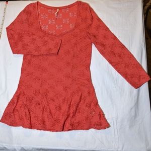 free people women's flower eyelet blouse NWOT L